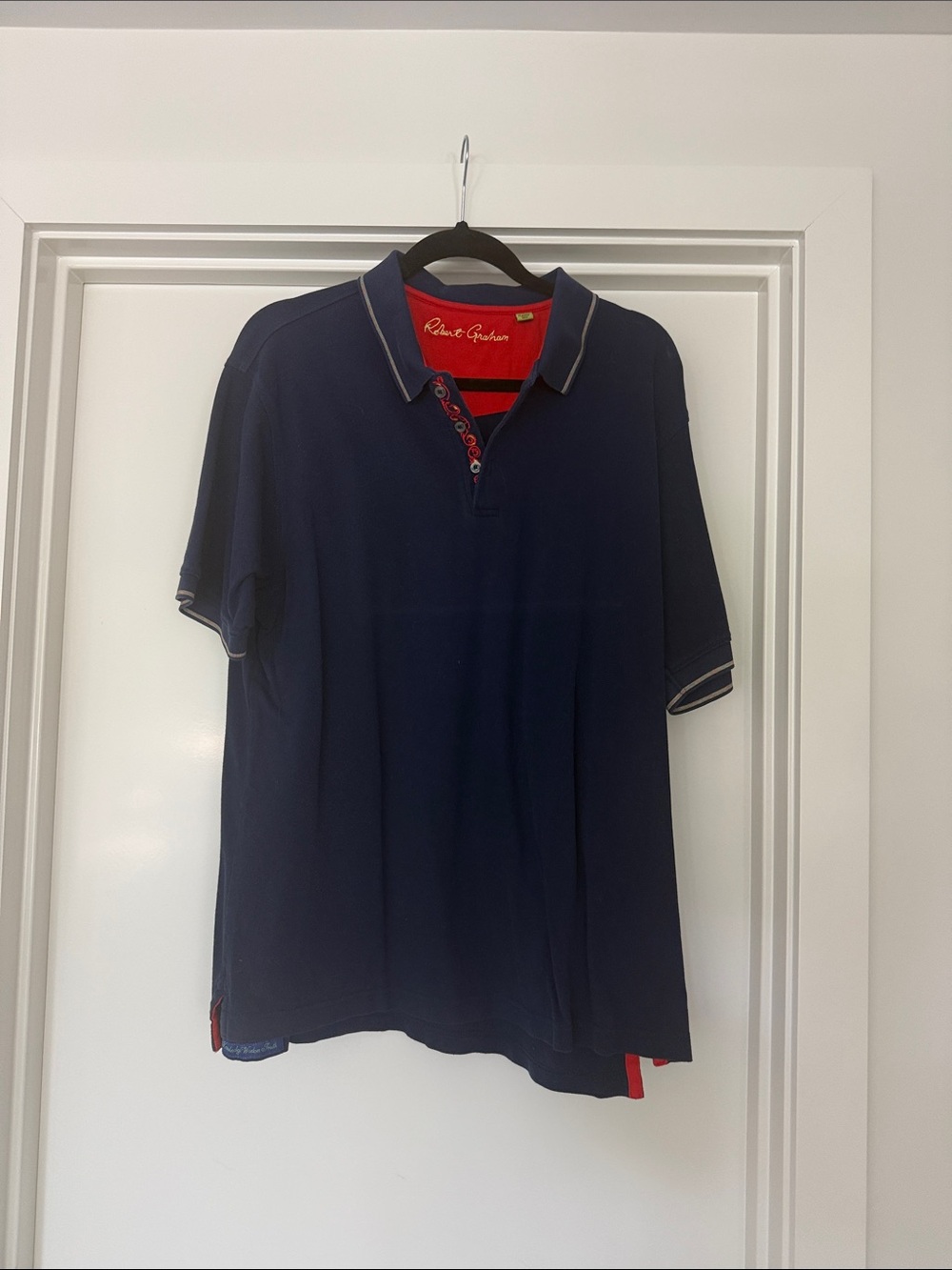 Robert Graham Navy Polo with Red Contrast Trim